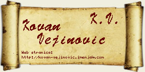 Kovan Vejinović vizit kartica